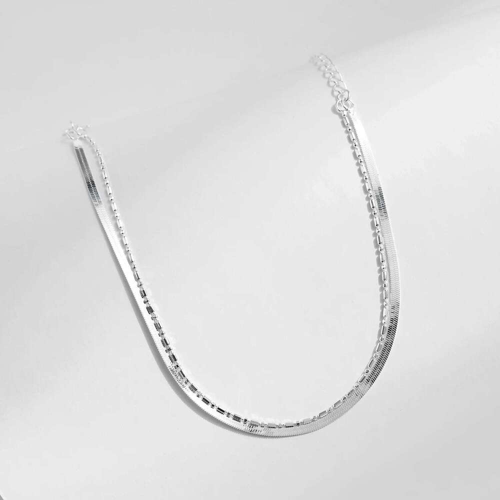 MODIAN 925 Sterling Silver Double Layer Snake & Link Chain Bracelets Trendy Platinum Plated Adjustable Jewelry For Women Gifts Z260225