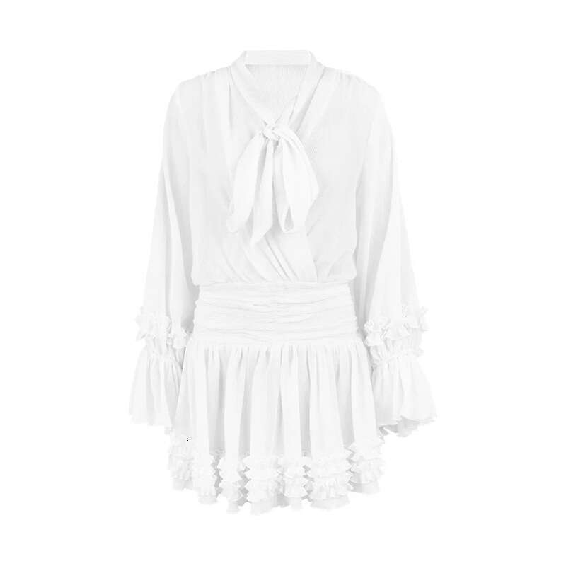 2026 Autumn New Elegant Commuter Gentle White Moonlight Fairy like Silk Smooth Folded Edge Short Skirt for Women