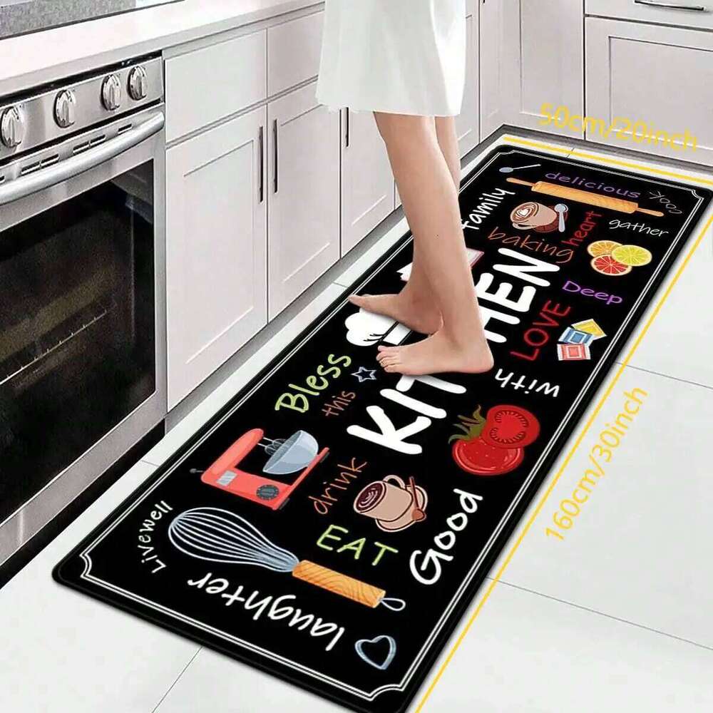 VIKAMA 1/2 pcs Printed Durable and Wear-Resistant, Kitchen Floor Mat, Laundry Room Carpet, Home Decor W260226