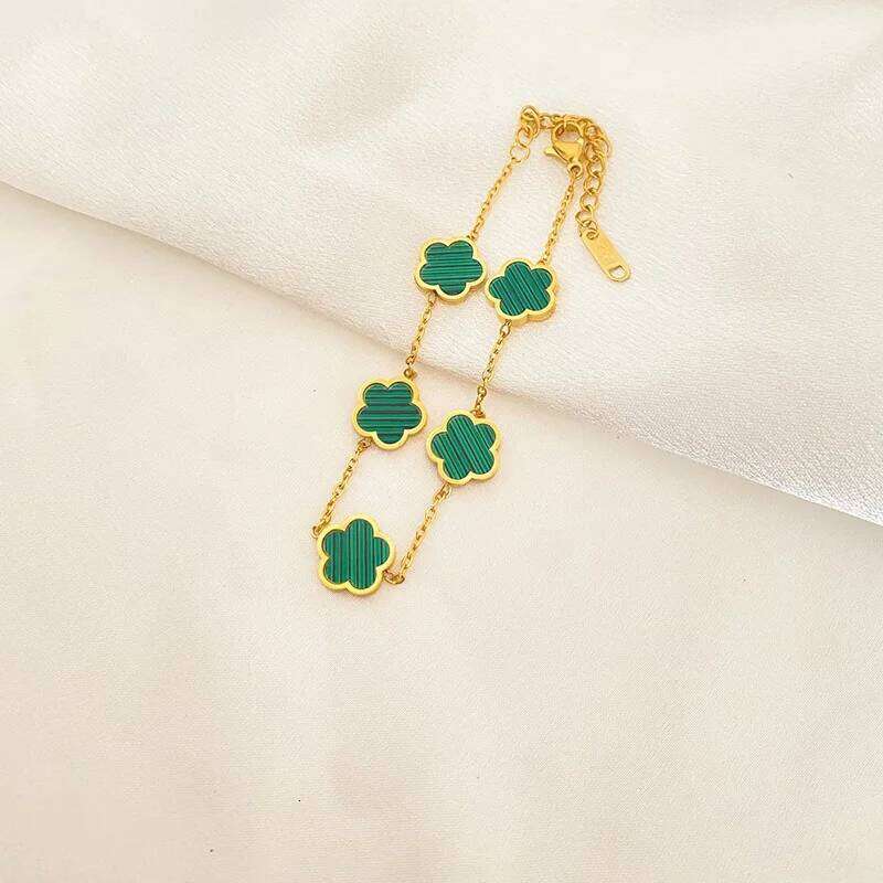 Stainless Steel Five Flower Charm Bracelet Gold Plated Clover Elegant Bracelets Modern Fashion Jewelry for Women Girls Gifts Z260225