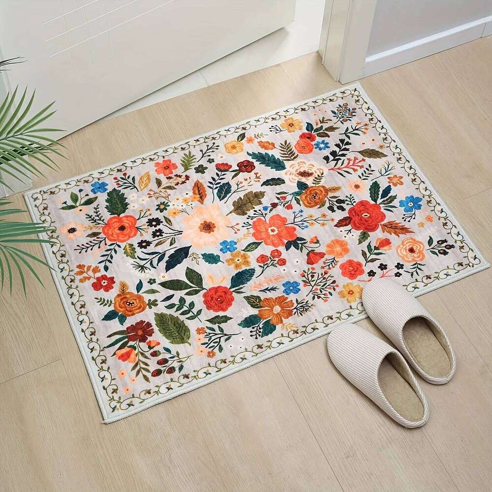 VIKAMA Garden Flower Anti-Slip Mat, Living Room Headboard Hall Kitchen Carpet, Home Decorations W260226