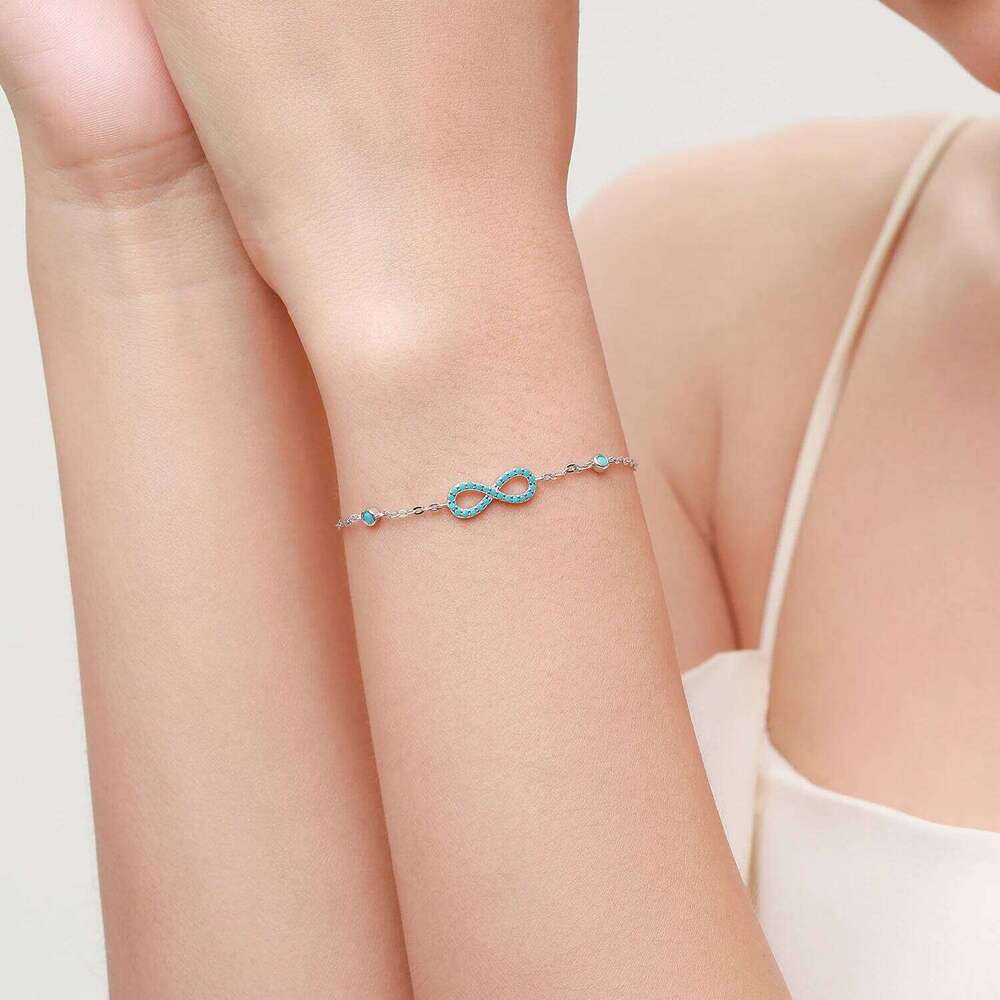 MODIAN Romantic Infinite Love Bracelet 925 Sterling Silver Vintage Natural Turquoise Chain Bracelets For Women Wedding Jewelry Z260225