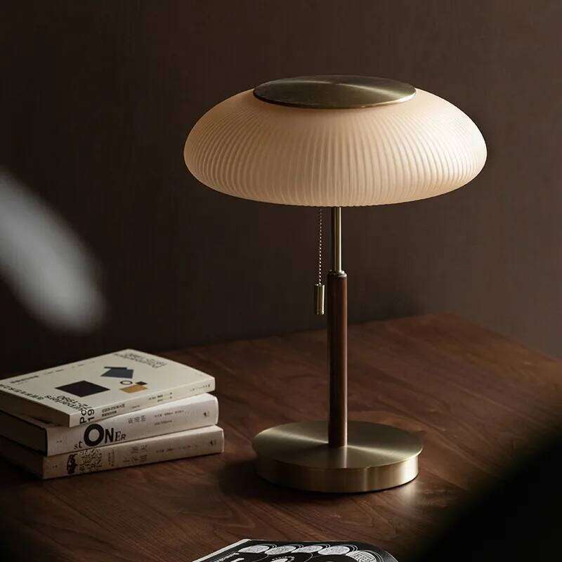 Nordic Vintage Table Lamp White Glass Desk Light for Bedroom H260225