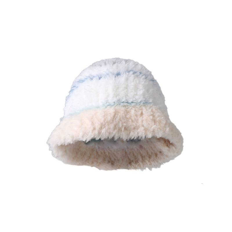 Style Plush Hat for Women Autumn and Winter Versatile Warm Ear Protection Face Slimming Knitted Cold Hat Large Head Circumference Fisherman Hat for Wi