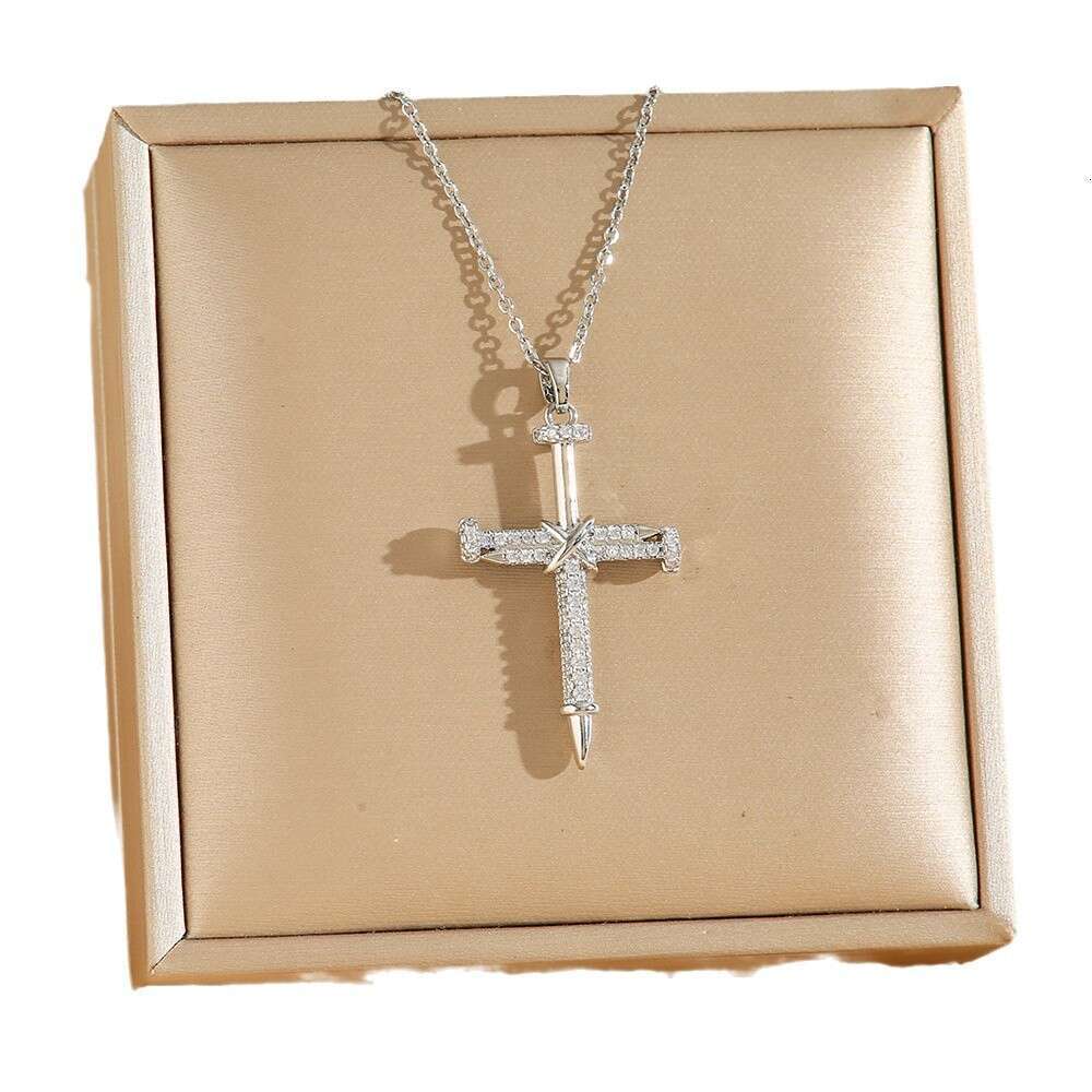 Diamond-studded Cross Necklace For Women Zircon Pendant Simple And Versatile Collarbone Chain