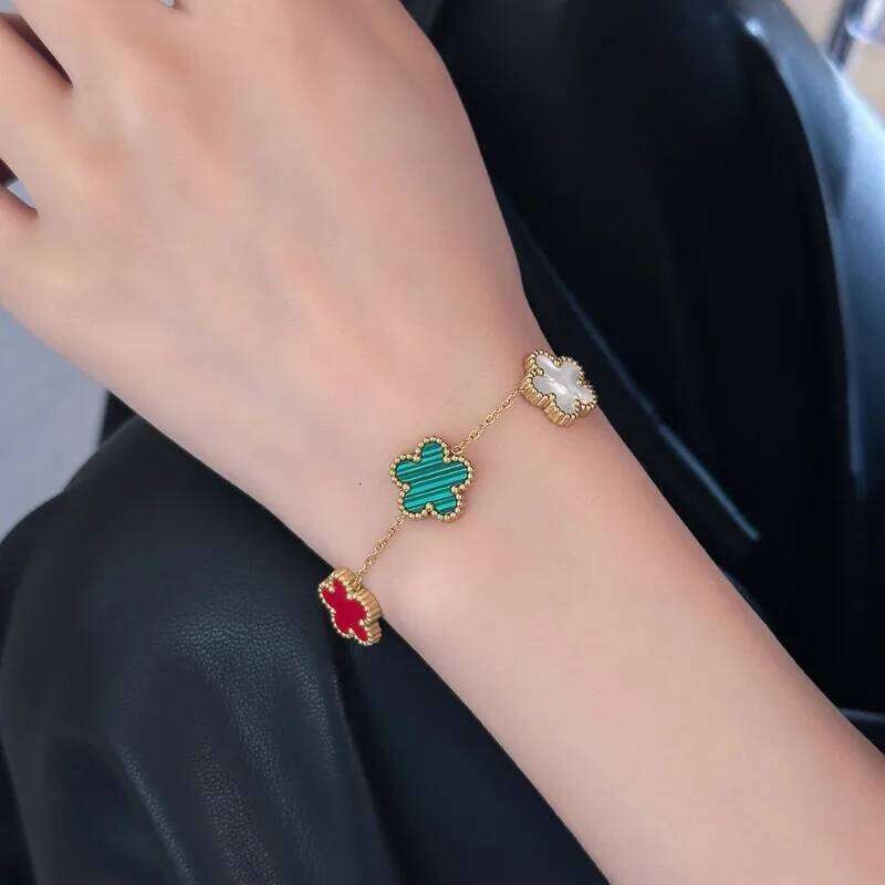 EVISPOL Luxury Stainless Steel for Women Girls Five Leaf Flower Bracelet Clover New Fashion Jewelry Gifts Z260225