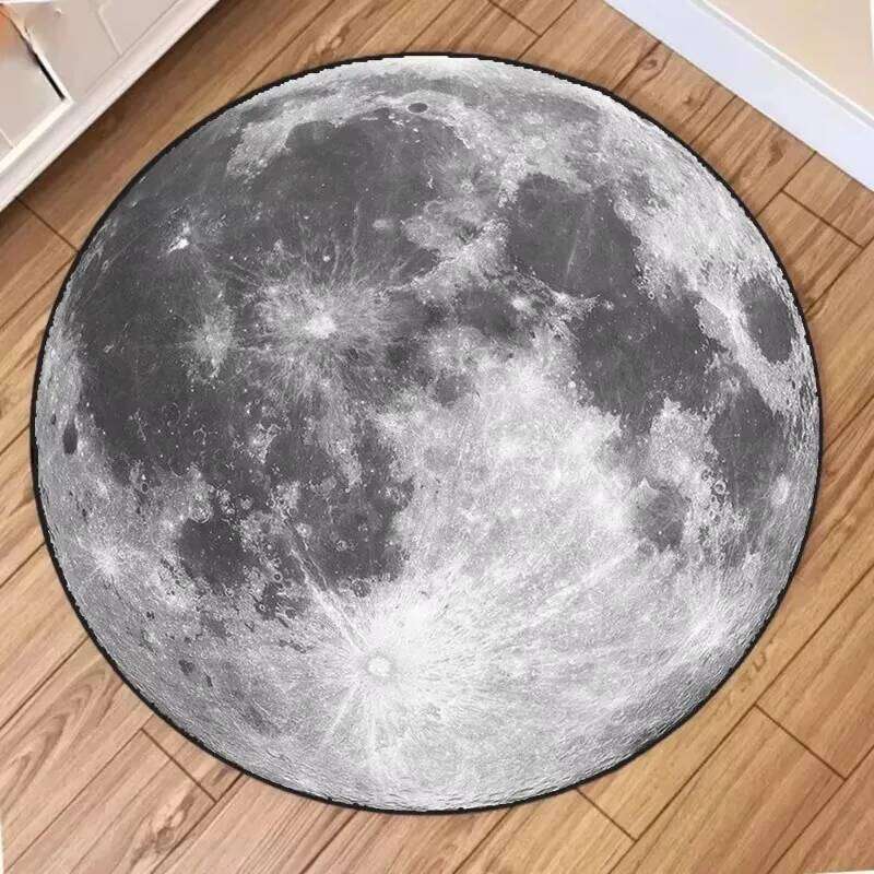 Fashion Moon Print Round Rug Non-Slip Wear-resistant Circle Carpet for Living Room Bedroom Soft Floor Mat Home Decor Beautiful W260226