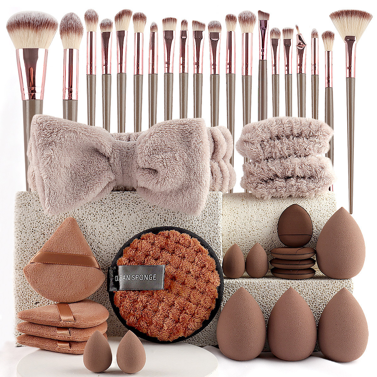 20 Pcs Pink Makeup Sponge and Makeup Puff Set Suitable for Face Cream and Powder Concealer Powder Makeup Machine 250610