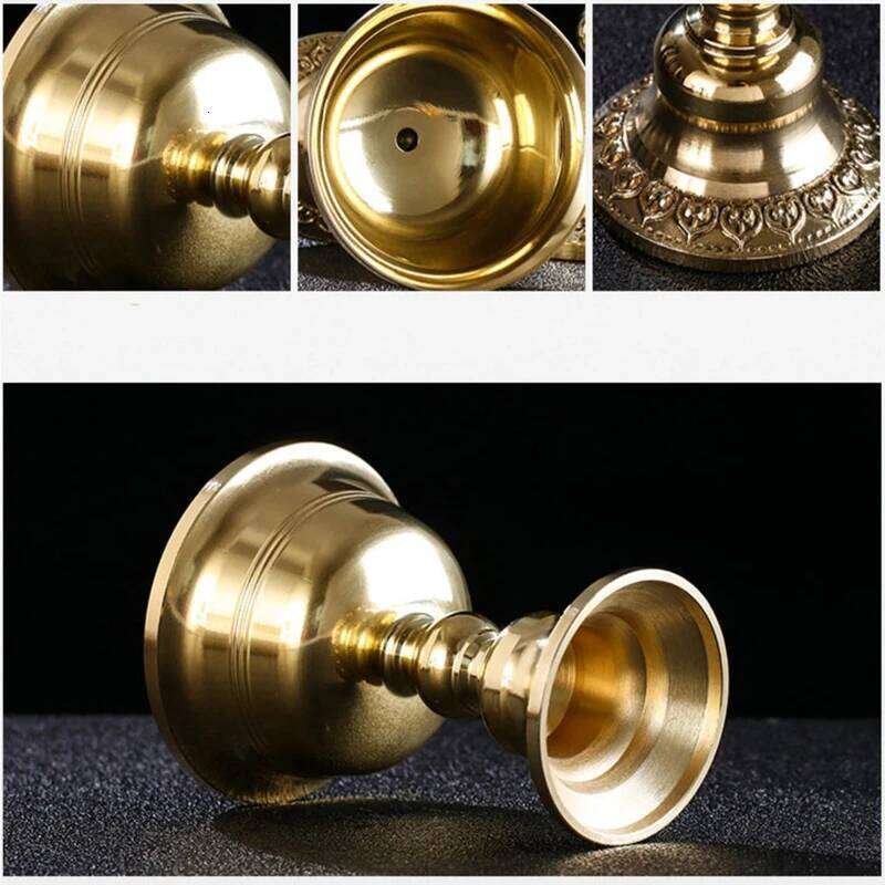 Brass Candle Cup Collection Romantic Flower Golden Candlestick Buddhist Tibetan Lamp Holder Wedding Dinner Home Table Decoration W260226