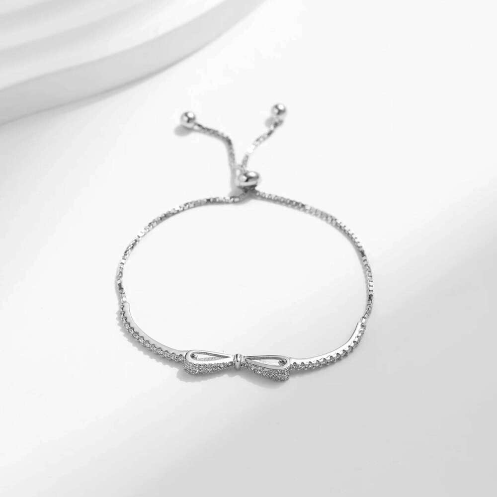 MODIAN 925 Sterling Silver Sparkling Zirconia Bowknot Bracelet Luxury Charm Adjustable Chain Link For Women Fashion Fine Jewelry Z260225