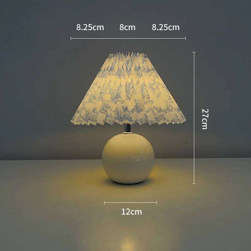 Nordic Retro Ceramic Table Pleated Bedroom Bedside Lamp Advanced Sense Imitation Wood Grain Ins Decorativeatmosphere Night H260225