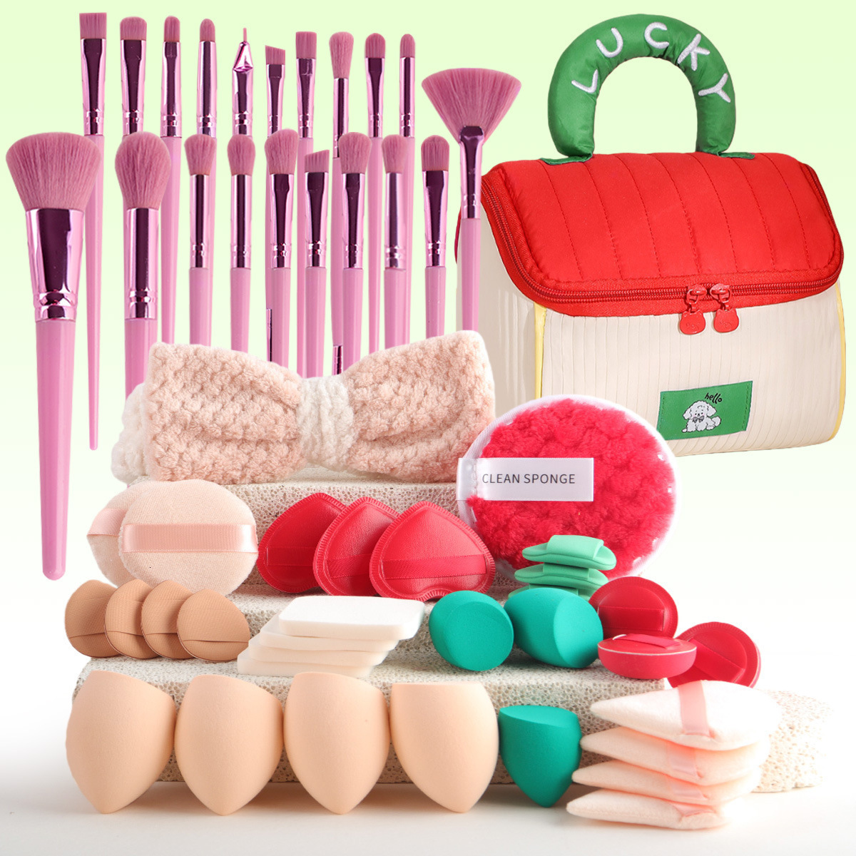 20 Pcs Pink Makeup Sponge and Makeup Puff Set Suitable for Face Cream and Powder Concealer Powder Makeup Machine 250610