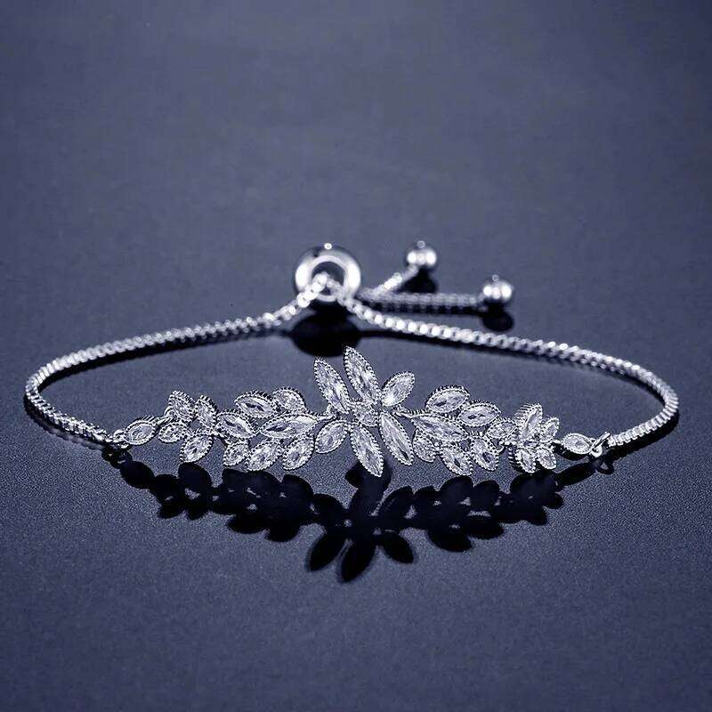2024 New Luxury silver color on hand Bracelet Bangle For Women Adjustable Anniversary Gift Jewelry Bulk Sell S6108 Z260225