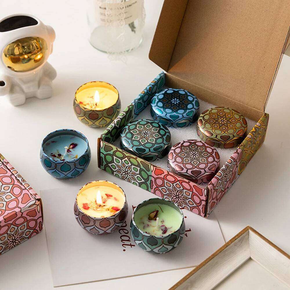 4Pcs Scented Set, Soy Wax Candle in Metal Tin Aromatherapy Candles with Floral Scents Home Decor Gift for Women W260226