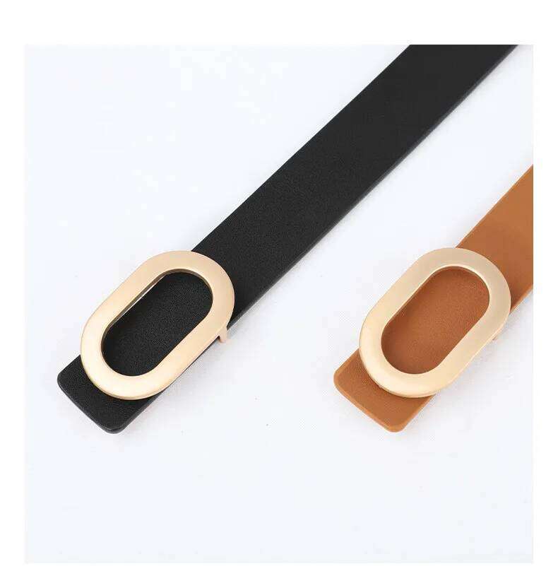 For Women Round Square Pin Buckle Jeans Black Chic Luxury Brand Designer Leather Belt Female Y260225