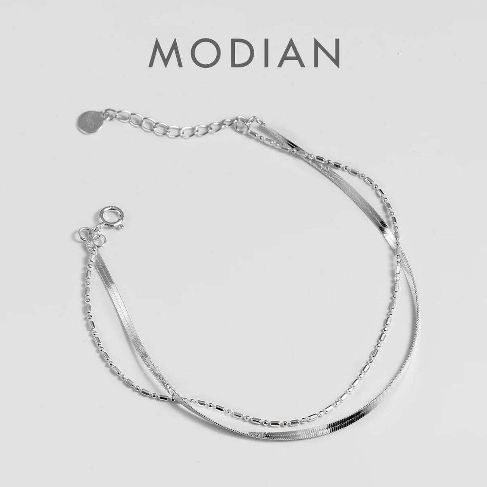 Modian Minimalism Banboo for Women Genuine 925 Sterling Silver Link Chain Bracelet Fashion Plant Fine Jewelry Z260225