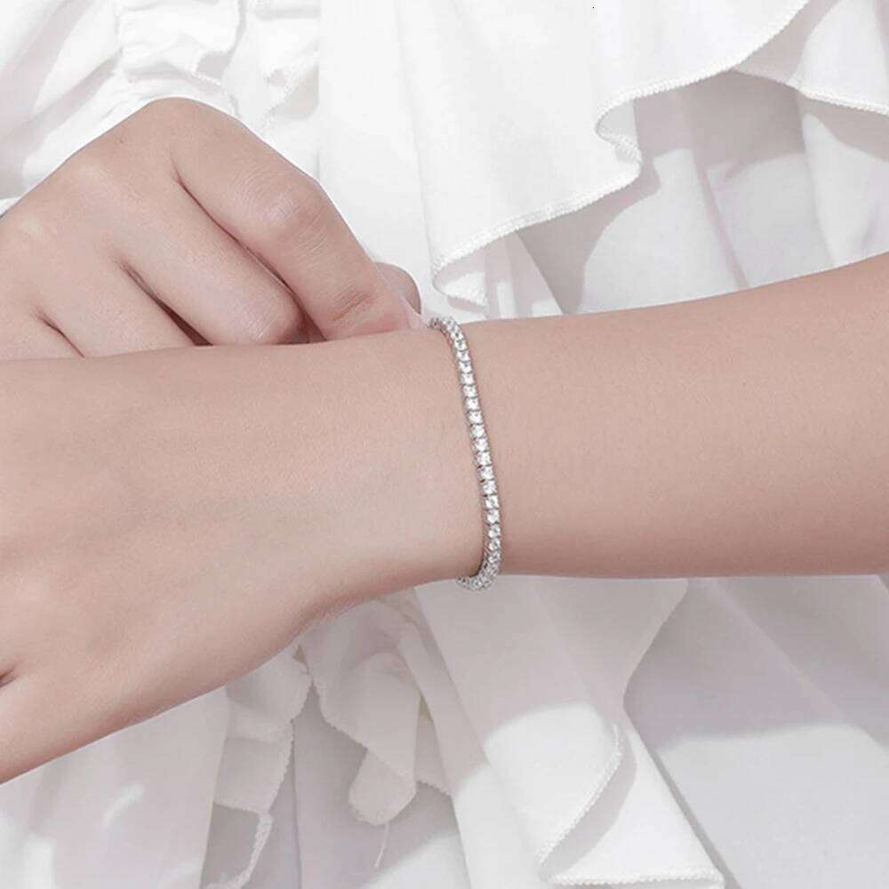 OEVAS each 0.06ct 2.5mm Full Moissanite Diamond Tennis bracelet For Women S925 Silver Chain Party Sparkling Fine Jewelry Gift Z260225