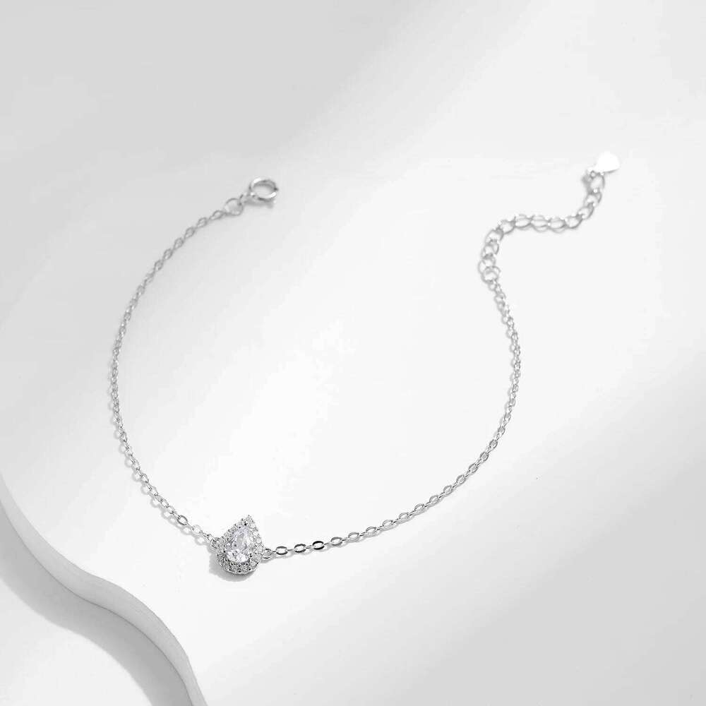MODIAN 925 Sterling Silver Water Drop Clear CZ Pear Cut Link Chain Platinum Plated Bracelet For Women Wedding Jewelry Z260225