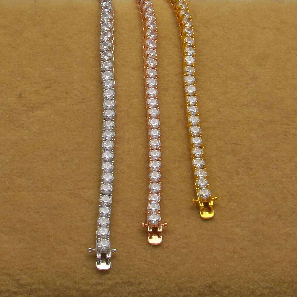 5mm Rose Gold Color CZ Tennis Bracelet Hip Hop Copper Iced Out Cubic Zirconia Jewelry For Men Women Z260225