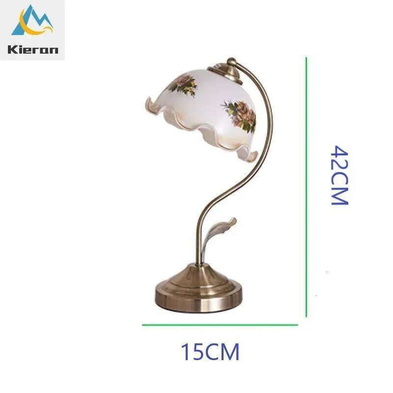 American Style Modern Simple Flower Led Desk Bedroom Study Bedside Dimming Table Lamps Living Room Decor Glass Floor Lamp H260225
