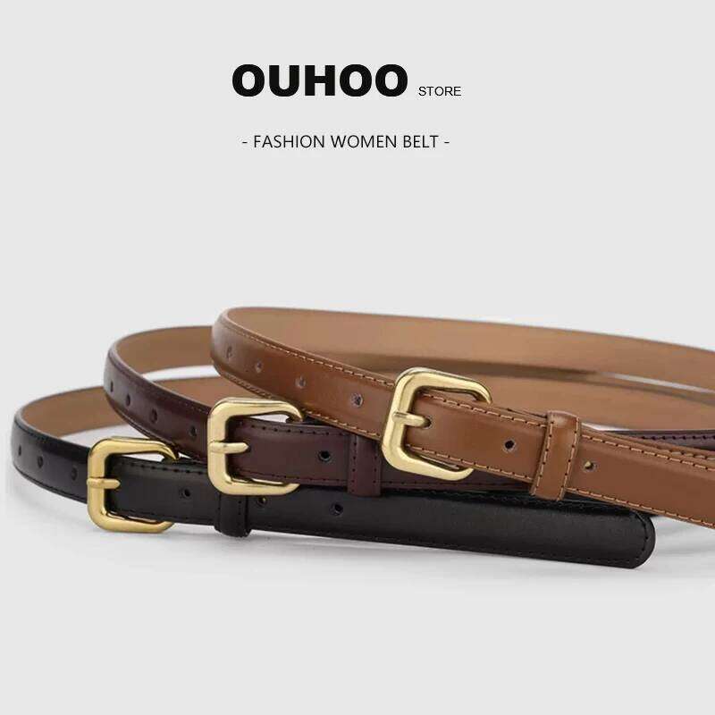 Vintage Women's Fashion Skinny Soft High Quality Leather Belt 1.8cm Ladies Girdle Retro Alloy Buckle Belts for Dress Jeans Y260225