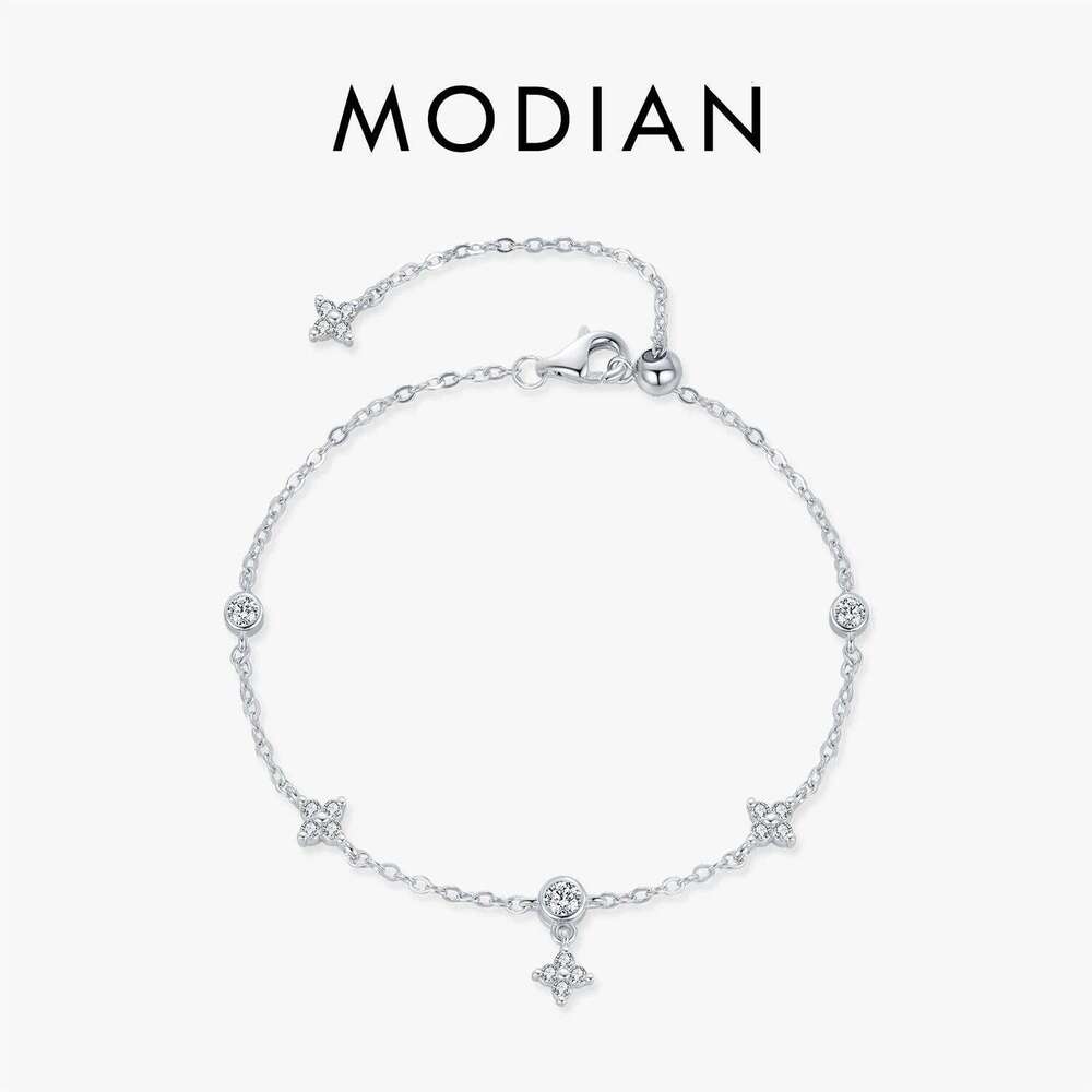 MODIAN Sparkling CZ 925 Sterling Silver Delicate Four Leaf Clover Charm Bracelet For Women Fine Jewelry Vacation Gift Z260225