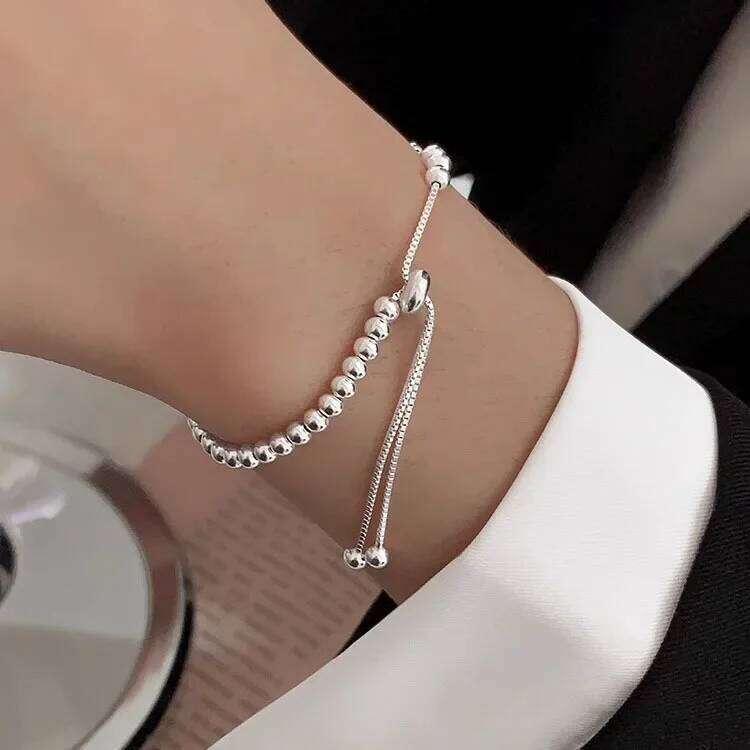 925 Sterling Silver Beautiful Bracelets For Women Korean Fashion Designer Adjustable Bead Bracelet Luxury Original Jewelry Z260225