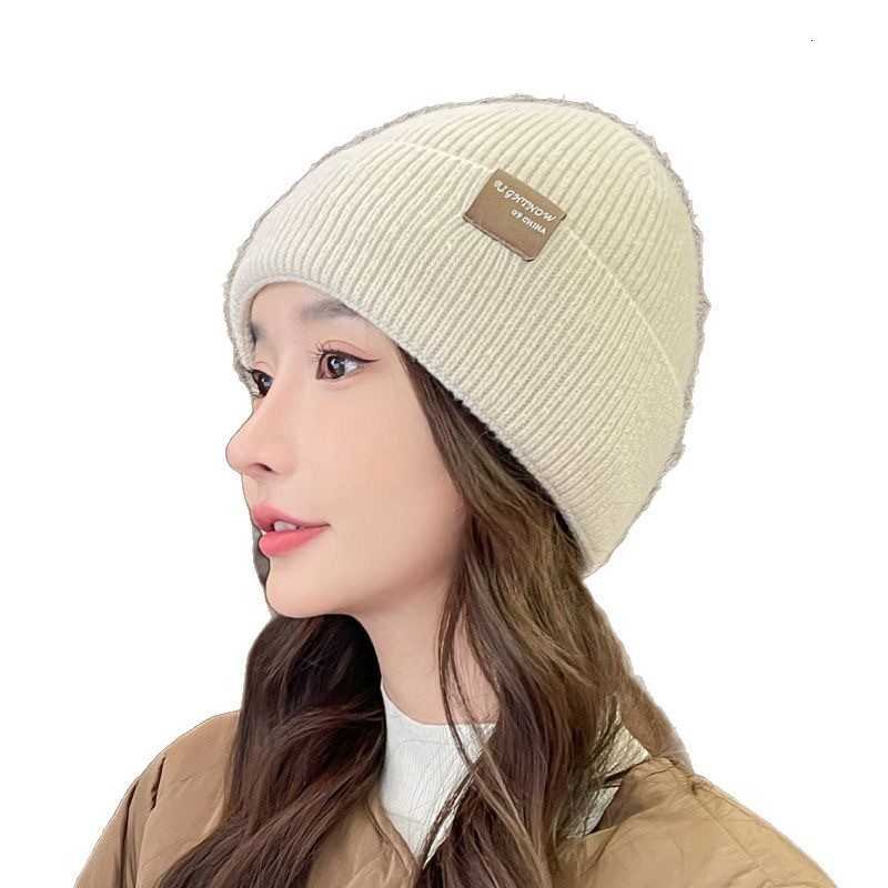 Thick Knitted Wool Hat for Women Winter Warm Fleece Pullover Hat Cold and Windproof Head Wrap Hat Ear Protection Hat S260225