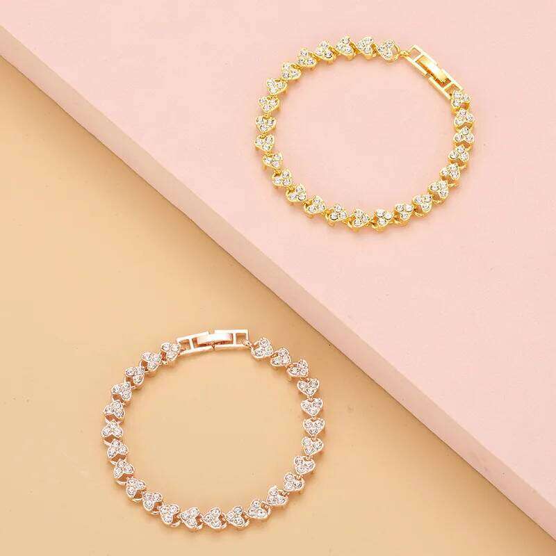 Chain link tennis Roman bracelet, women's zircon crystal diamond-encrusted fashion jewelry, full diamond gold. Z260225