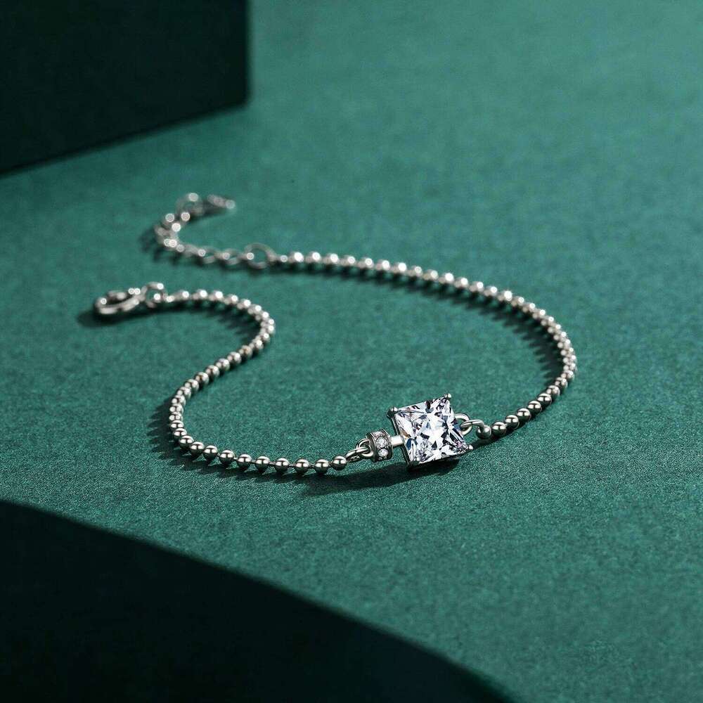 Modian Classic Square Clear CZ Bracelets Solid 925 Sterling Silver Charm Beads Chain Bracelet For Women Wedding Fine Jewelry Z260225