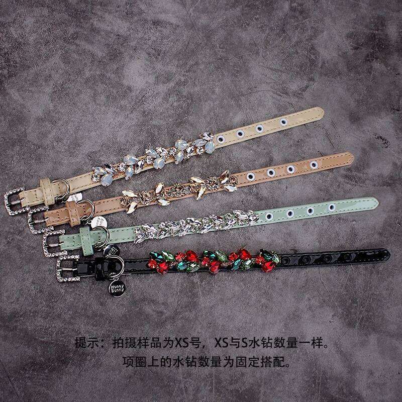 Dog Luxury Leather Collar with Rhinestone Bling Blink Butterfly Fashion Pet Leash Accessories Blind Drop Shipping