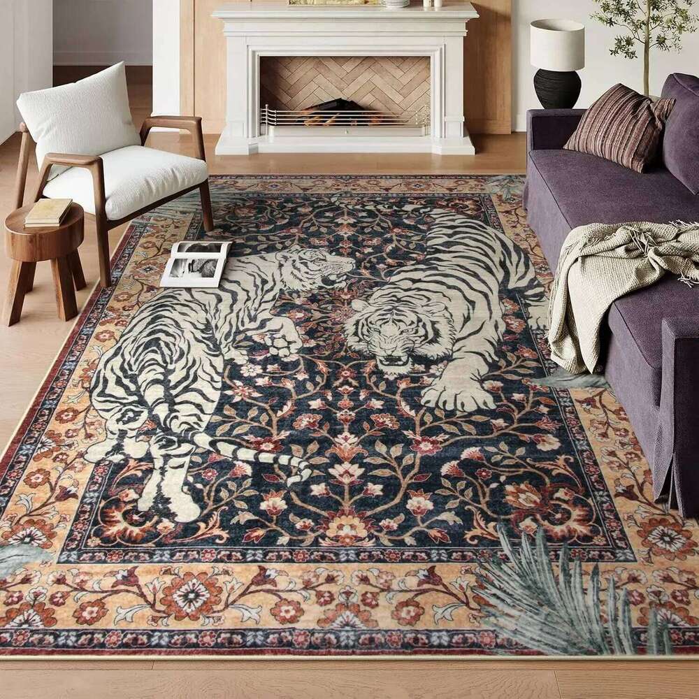 VIKAMA Bohemian Style Carpet Tiger Pattern Soft Sound Insulation Noise Reduction Bedroom Sofa Living Room Home Decoration W260226