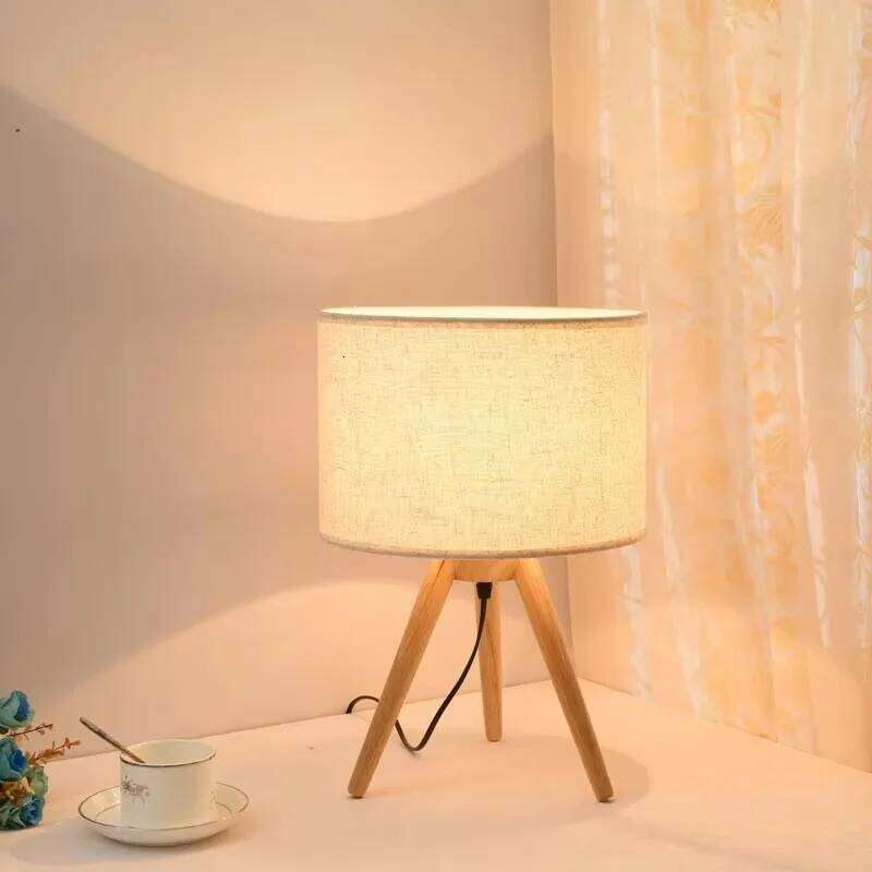 Modern Nordic LED Table Lamp Wooden Base with Fabric Shade Floor Standing Light for Bedroom Bedside Sofa Home Decor Fixtures H260225