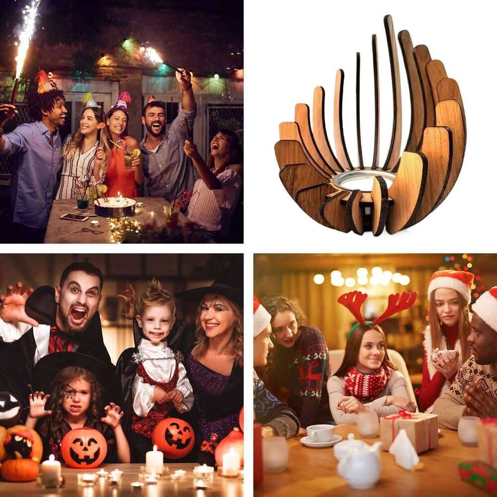 12x15cm Wooden Creative Candlestick Tea Light Holders Aromatherapy Candle Centerpieces Home Table decoration W260226