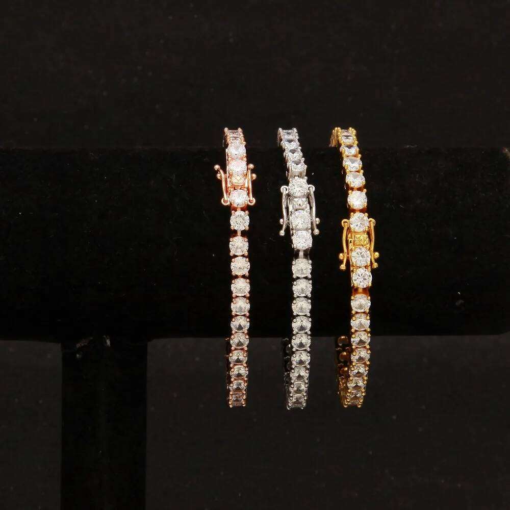 5mm Rose Gold Color CZ Tennis Bracelet Hip Hop Copper Iced Out Cubic Zirconia Jewelry For Men Women Z260225