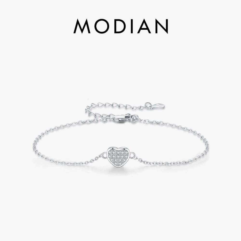 MODIAN 925 Sterling Silver Simple Romantic Hearts Link Chain Bracelet Basic Style Platinum Plated Fine Jewelry For Women Gifts Z260225