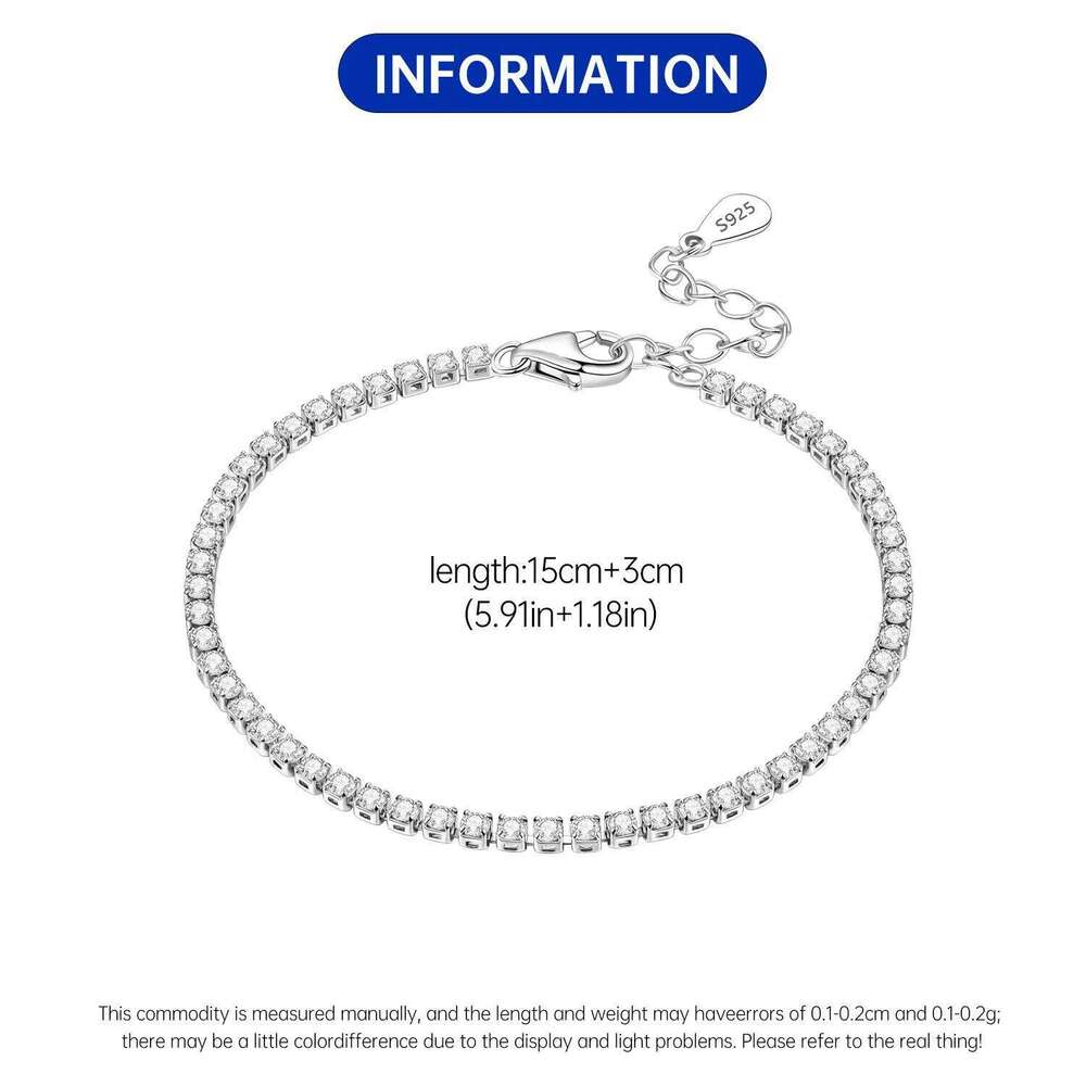 Original 925 Sterling Silver Zirconia Tennis Chain Bracelet for Women Adjustable Gold Color Hot Sale Ideal Birthday Party Gift Z260225