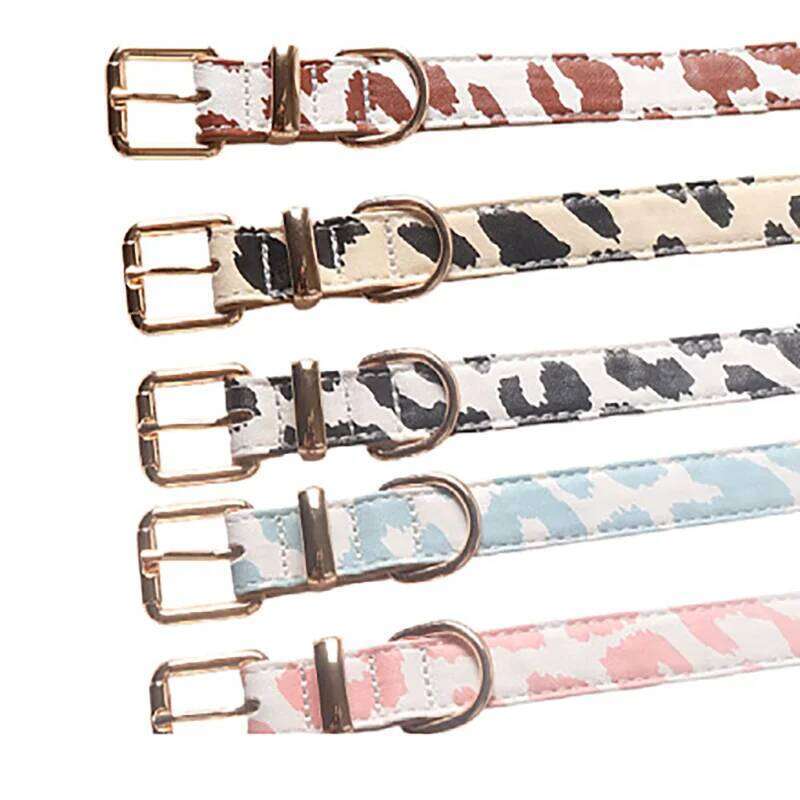 Cow Patterned PU Leather Soft Comfortable Adjustable Dog Collar Pet Supplies