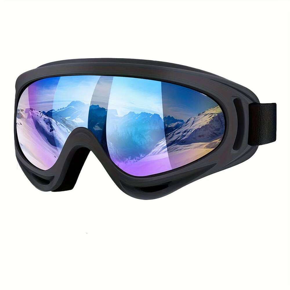 1 Pair Unisex Ski Snowboard Goggles with, -Glare & Adjustable Strap - Gradient Dark Blue/Black for Snowboarding Z260225