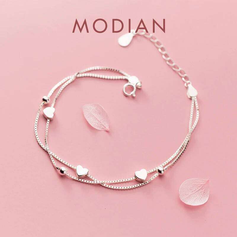 Modian New 925 Sterling Silver Little Balls Love Hearts Charm Bracelet for Women Adjustable Link Chain Fine Jewelry Lover Gift Z260225