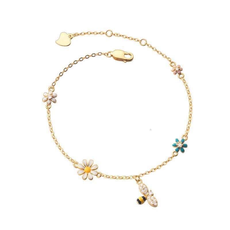 Modian Real 100% 925 Sterling Silver Clear CZ Lovely Bee Bangle Colorful Romantic Daisy Flower Bracelet for Women Fine Jewelry Z260225