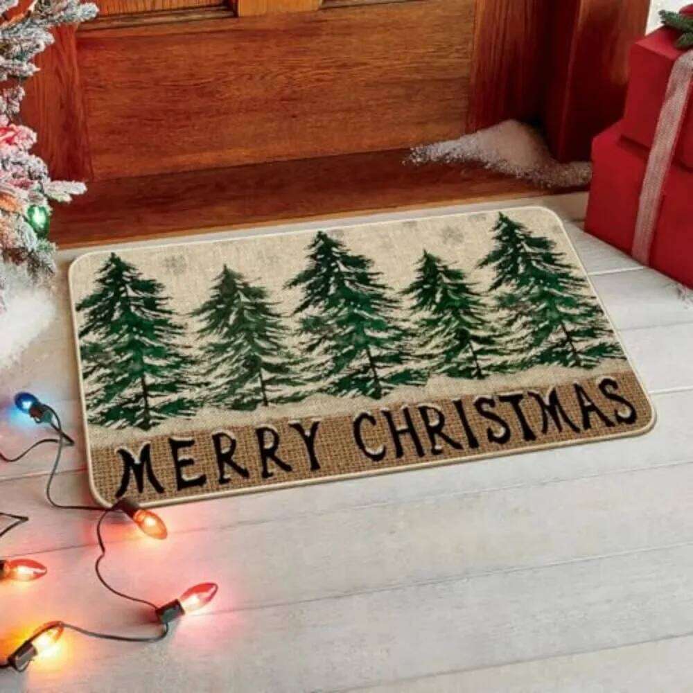 Merry Christmas Tree Design Entrance Bathroom Door Mats Non-Slip & Dirt-Proof Festive Carpet Home Decor Rug W260226