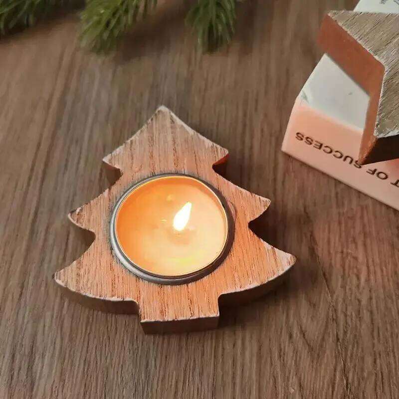 2PCS Wooden Candle Holder Snowflake Candlestick Christmas Decorations for Home Xmas Table Ornaments W260226