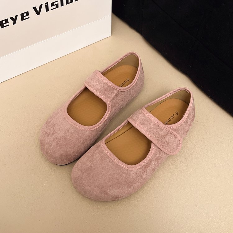 Shoes Woman Female Footwear Soft Low Heels Shallow Mouth Dress Summer Mary Janes Rubber PU Spring Fabric Flock Shoes Wo 240826