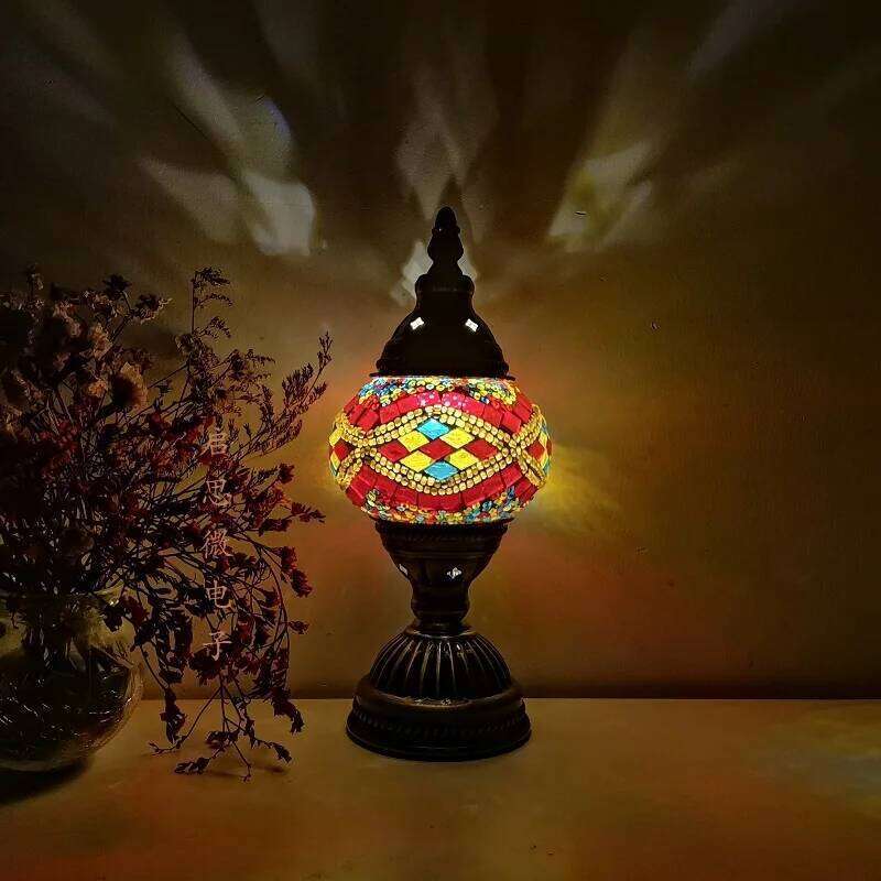 Table Lamp Vintage Art Deco Handcrafted De Mesa Mosaic Glass Bed Light Lamparas Con Mosaicos Night Lights H260225