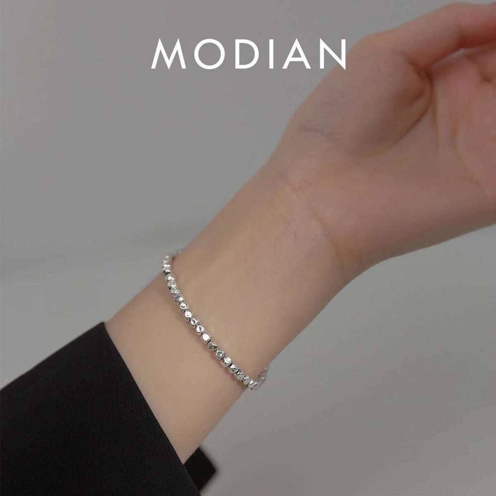 Modian 925 Sterling Beautiful Geometric Square Bracelet Adjustable Silver Chain Link for Women Girls Party Fine Jewlery Z260225