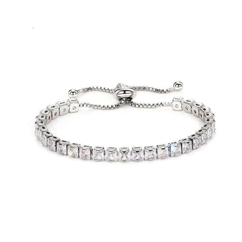 Huitan Sparkling Cubic Zirconia for Women Adjustable Fashion Tennis Bracelets Round/Square Stone Luxury Trendy Jewelry Z260225