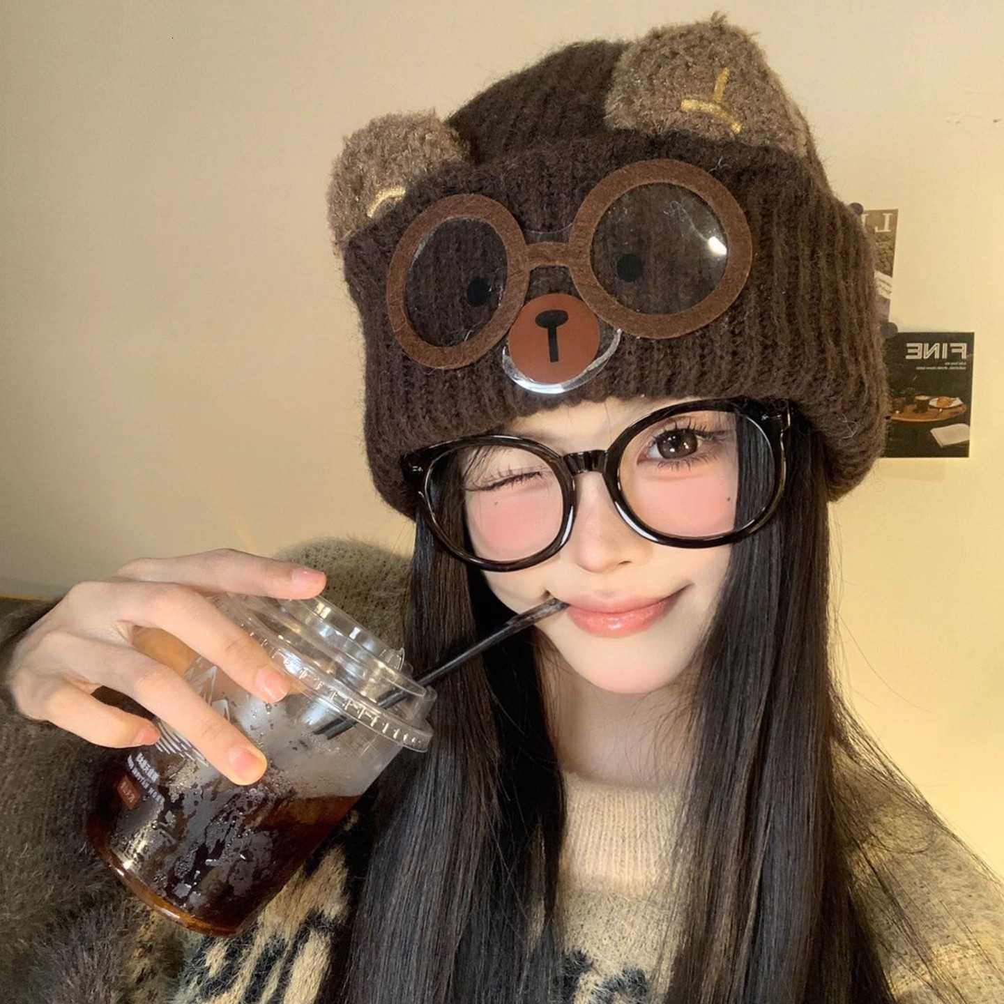 2025 New Cute Cat-Eared Knit Hat for Women Autumn and Winter Warm Ear-Protecting Anti-Cold Woolen Hat S260225