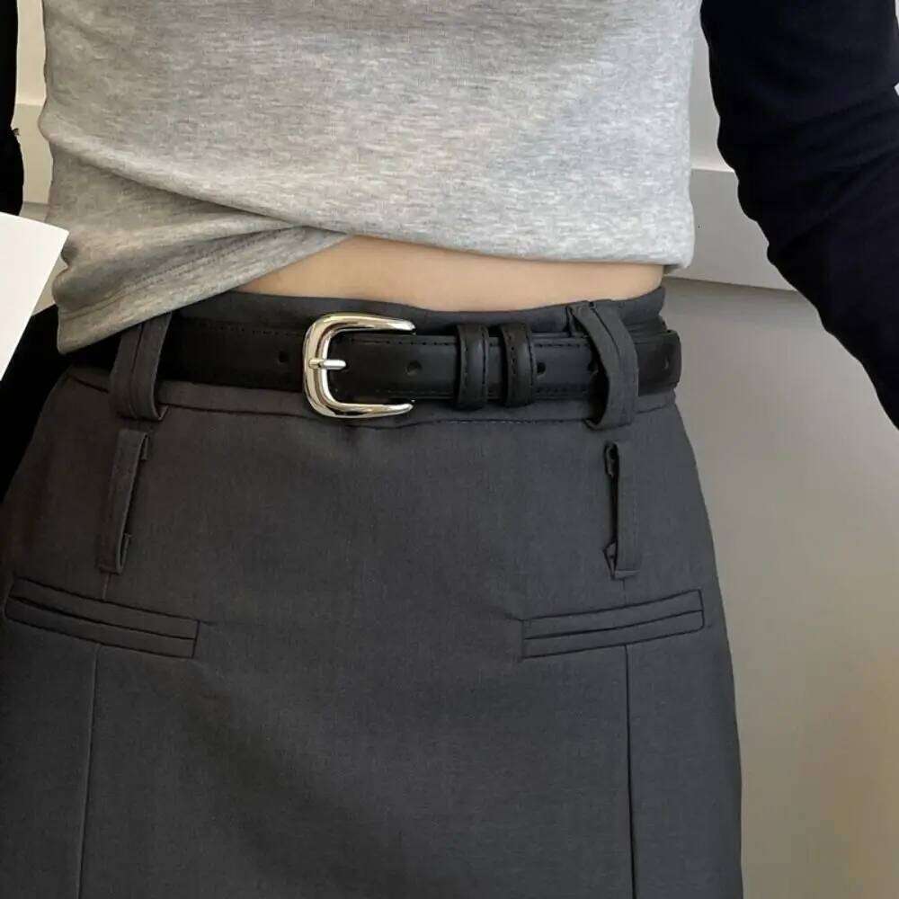 Simple Women's PU Leather Versatile Fashion Trendy Waistband Pin Buckle Thin Belt Y260225