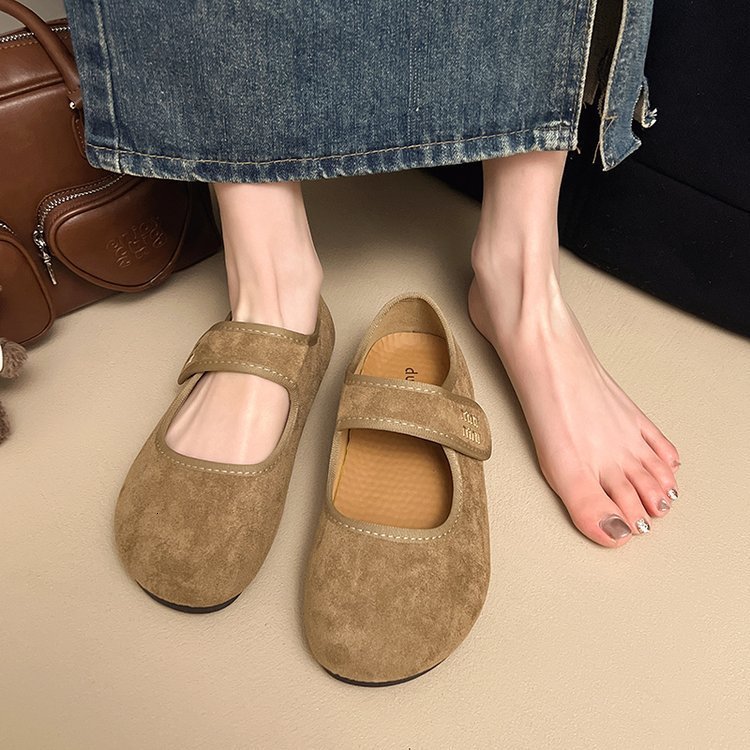Shoes Woman Female Footwear Soft Low Heels Shallow Mouth Dress Summer Mary Janes Rubber PU Spring Fabric Flock Shoes Wo 240826